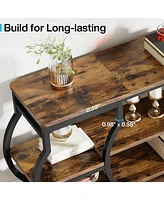 Tribesigns 63” Long 3 Tier Console Table with Storage Shelves,Entryway Table, Industrial Sofa Table Behind Couch, Entry Table