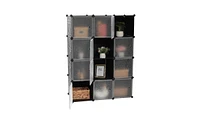 Slickblue 12-Cube Closet Organizer with Doors - White and Black Diy Storage Shelves for Home or Office