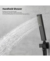 Slickblue Male Npt Tub Faucet with Hand Shower - Matte Black Waterfall Bathtub Shower System with Brass Valve