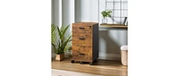 Galaxhero 3 Drawer Rolling File Cabinet with Lock, Wood Filing Cabinet fits Letter / A4 Size for Home Office, Rustic Brown