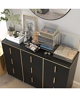 Homsee 6-Drawers Classic Wooden Dresser with Golden Handles