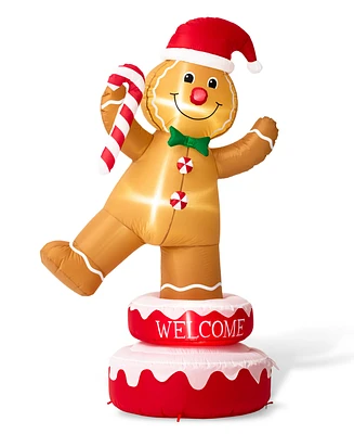 Glitzhome Lighted Inflatable Rotating Gingerbread Man Decor, 6 Feet