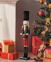 Glitzhome Wooden Christmas Drummer Nutcracker, 36"