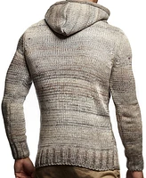 Leif Nelson Men's Knit Hoodie Sweater with Button Accents – Cable Design