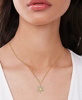 Lab Grown Opal (1/3 ct. t.w.) & Lab Grown White Sapphire (1/5 ct. t.w.) Snowflake 18" Pendant Necklace in 14k Gold-Plated Sterling Silver