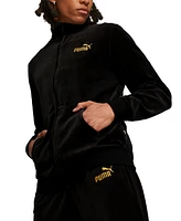 Puma Men's Minimal Gold-Tone Logo Velour Track Jacket