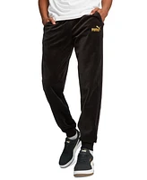 Puma Men's Minimal Gold-Tone Logo Velour Track Pants