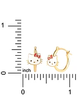 Enamel Hello Kitty Polished Tube Small Hoop Earrings in 10k Gold, 0.53"