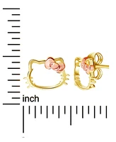 Hello Kitty Silhouette Stud Earrings in 10k Yellow & Rose Gold