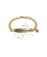 Bling Jewelry Pacemaker Medical Identification Id Bracelet Miami Cuban Link Chain For Women Gold 2 Tone Stainless