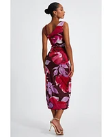 Quiz Women's Floral Asymmetric Ruched Maxi Dress