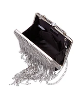 Nina Crystal Chain Cascade Fringe Satchel Bag