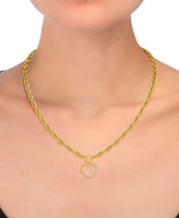 Diamond Open Heart Necklace (1/4 ct. t.w.) in 14k Gold-Plated Sterling Silver