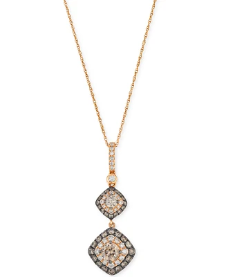 Le Vian Chocolatier Chocolate Diamond & Vanilla Diamond Pendant Necklace (1-1/6 ct. t.w) in 14k Strawberry Gold, 18"