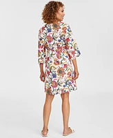 Jm Collection Women's Linen-Blend Printed Dress, Exclusively at Macy's