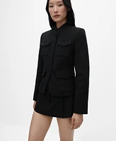 Mango Women's Pocket Tweed Jacket