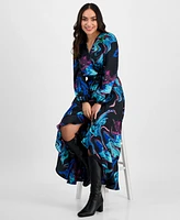 I.n.c. International Concepts Petite Printed Surplice Ruffled Maxi Dress, Exclusively at Macy's