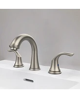 gaomon Bathroom Faucet - 8 Inch 3 Hole, 2 Handles, Brushed Nickel, with Pop-Up Drain and Water Lines