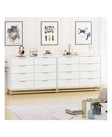 gaomon 8 Drawer Dresser For Bedroom With Deep Drawers, Wide Chest Of Drawers With Metal Handles, Large Floor Wood Storage Dresser Modern Dresser