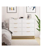 gaomon 8 Drawer Dresser For Bedroom With Deep Drawers, Wide Chest Of Drawers With Metal Handles, Large Floor Wood Storage Dresser Modern Dresser