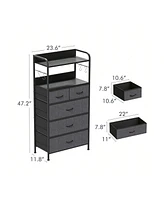 gaomon Dresser For Bedroom With 5 Drawers, Dressers & Chests Of Drawers For Hallway, Entryway, Storage Organizer Unit With Fabric, Sturdy Metal Frame,