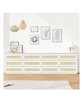 gaomon Rattan Dresser For Bedroom, 6 Drawer Dresser For Bedroom, Modern Wide Chest Of Drawers With Anti-Tip Kit