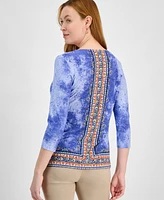 Jm Collection Women's Printed Jacquard Top, Exclusively at Macy's