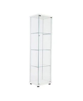 Slickblue One-Door Glass Display Cabinet with 4 Shelves for Showcasing Collections