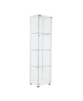 Slickblue One-Door Glass Display Cabinet with 4 Shelves for Showcasing Collections