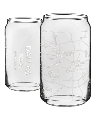 Narbo The Can Dallas Map Everyday Glassware, Set of 2