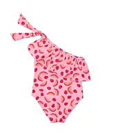 Snapper Rock Little Girls Berry Sweet One Shoulder Swimsuit