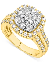 Diamond Square Cluster Engagement Ring (1-1/2 ct. t.w.) in 14k Gold