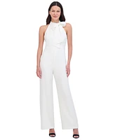 Vince Camuto Petite Signature Stretch Crepe Bow-Neck Halter Jumpsuit