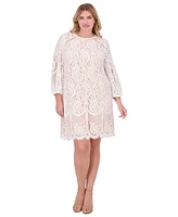 Vince Camuto Plus Jewel-Neck Lace Shift Dress