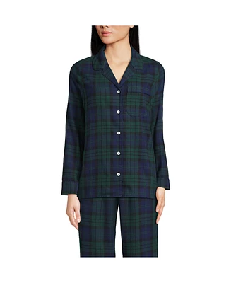 Lands' End Women's Long Sleeve Print Flannel Pajama Top