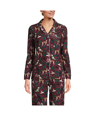 Lands' End Women's Long Sleeve Print Flannel Pajama Top