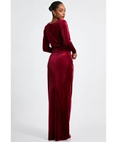 Quiz Women's Womens's Velvet Cowl Long Sleeve Maxi Dress