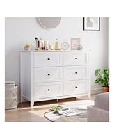 gaomon Garvee 6 Chest Of Drawer Dresser, Modern Dresser With Deep Drawers And Nickel Round Handle, Wood Organizer Storage Cabinet For Bedroom, Living