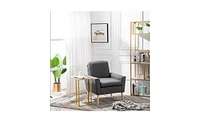 Slickblue White Marble C-Side Table - Simple Design, Modern Accent for Living Room or Bedroom