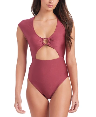 Sanctuary Women's Cutout Cap-Sleeve One-Piece Swimsuit