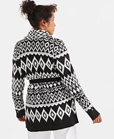 Style & Co Petite Fair Isle Open-Front Cardigan Sweater, Created for Macy's