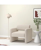 Lovmor stripe single sofa chair, upholstered comfortable chair with armrests,Beige (30.9"30.51"30.11")