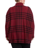 Joesph A Plus Plaid Turtleneck Poncho Sweater