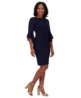 Jessica Howard Petite Boat-Neck Side-Pleat Sheath Dress