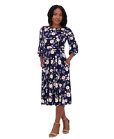 Jessica Howard Petite Floral-Print Gathered-Waist Dress