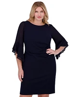 Jessica Howard Plus Size Bell-Sleeve Side-Ruched Dress