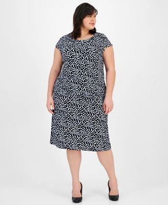 Kasper Plus Size Polka Dot Top A Line Skirt