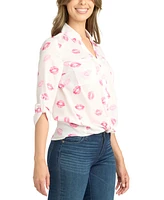 Bcx Juniors' Floral-Print Utility Shirt