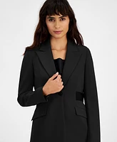 Bar Iii Women's Contrast Tab One-Button Blazer, Created for Macy's