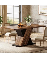 Tribesigns Farmhouse Dining Table for 4-6 People, 55-Inch Rectangle Kitchen Table, Wood Dining Room Table, Dinner Table for Dining Room, Kitchen, Livi